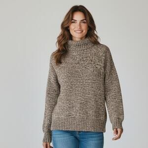 Lauren Ralph Lauren Sweater Womens Medium Gray Cowl Neck Chunky Knit Pullover